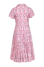 Current Boutique-Anna Maria Paletti - Ivory w/ Pink Floral Print Pleated Midi Dress Sz M