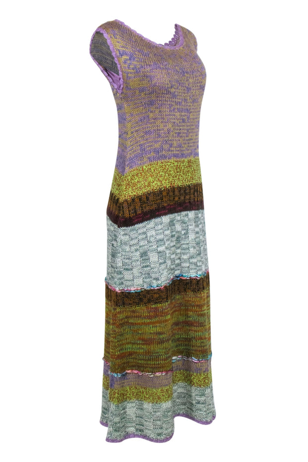 Current Boutique-Anthropologie - Lavender & Multicolor Woven Knit Maxi Dress Sz M