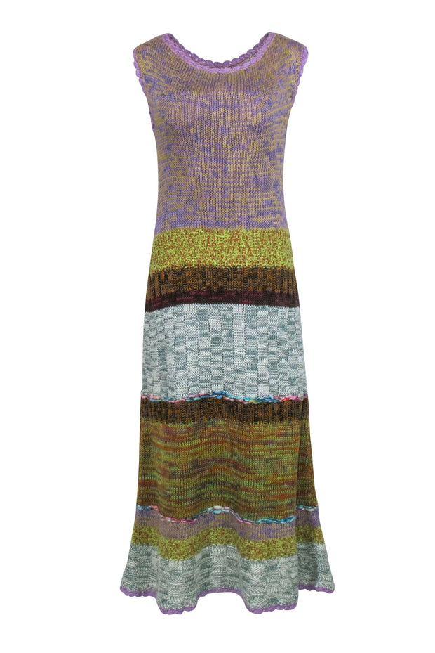 Current Boutique-Anthropologie - Lavender & Multicolor Woven Knit Maxi Dress Sz M