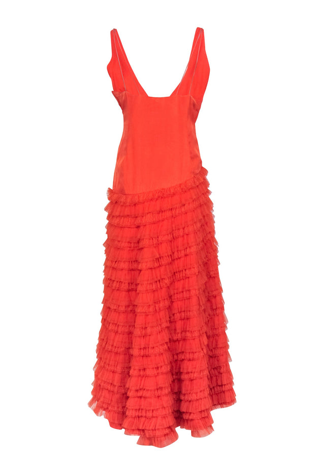 Current Boutique-Anthropologie - Orange Ruffle Tiered High-Low Dress Sz XL