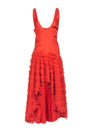 Current Boutique-Anthropologie - Orange Ruffle Tiered High-Low Dress Sz XL