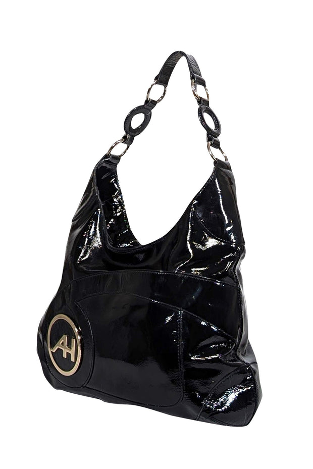 Current Boutique-Anya Hindmarch - Black Patent Leather Shoulder Bag