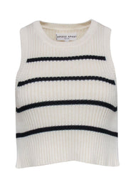 Current Boutique-Apiece Apart - Cream & Black Stripe Knit Sleeveless Top Sz M