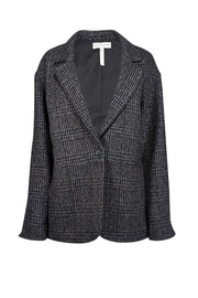 Current Boutique-Apiece Apart - Grey & Black Plaid Recycled Wool Blend Blazer Sz XS