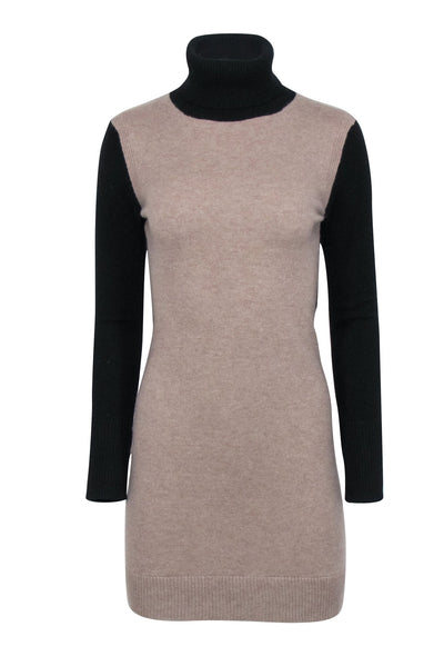 Current Boutique-Aqua Cashmere - Beige & Black Two Tone Cashmere Sweater Dress Sz S