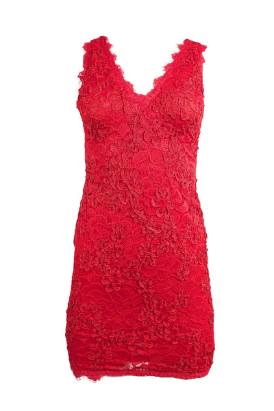 Current Boutique-Aqua - Red Lace Sleeveless Sheath Dress Sz 0