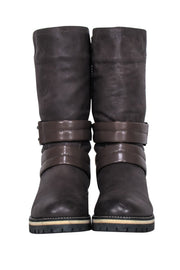 Current Boutique-Aquatalia - Brown Leather Ankle Strap Short Boots Sz 6.5