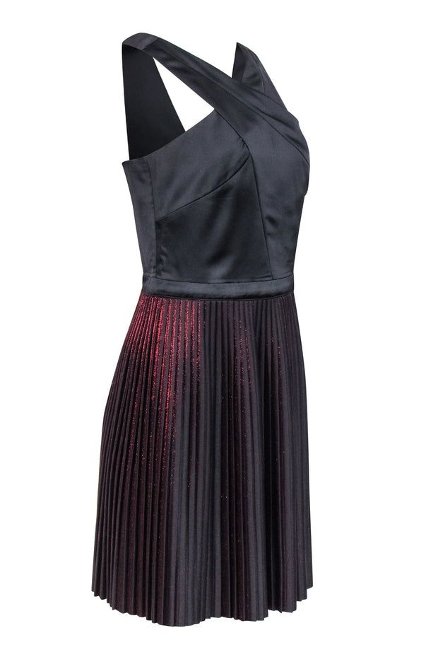 Current Boutique-Armani Exchange - Black & Metallic Red Pleated Dress Sz 6