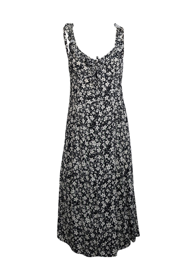 Current Boutique-Auguste - Black & White Floral Print Sleeveless Midi Dress Sz M