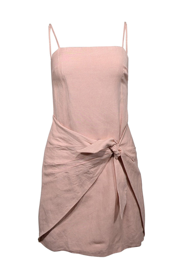 Current Boutique-Auteur - Pink Sand Linen Blend Tie Front Mini Dress Sz M