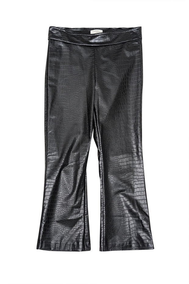 Current Boutique-Avenue Montaigne - Black Croc Embossed Faux Leather Pants Sz 6