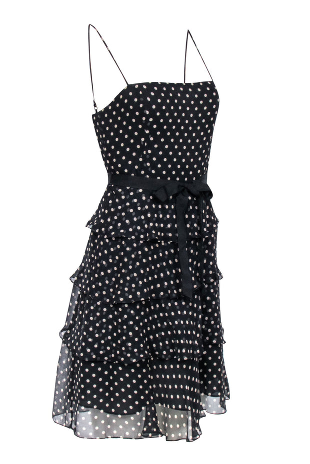 Current Boutique-BCBG Max Azaria - Black & Tan Polka Dot Tiered Dress Sz XS