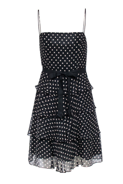 Current Boutique-BCBG Max Azaria - Black & Tan Polka Dot Tiered Dress Sz XS