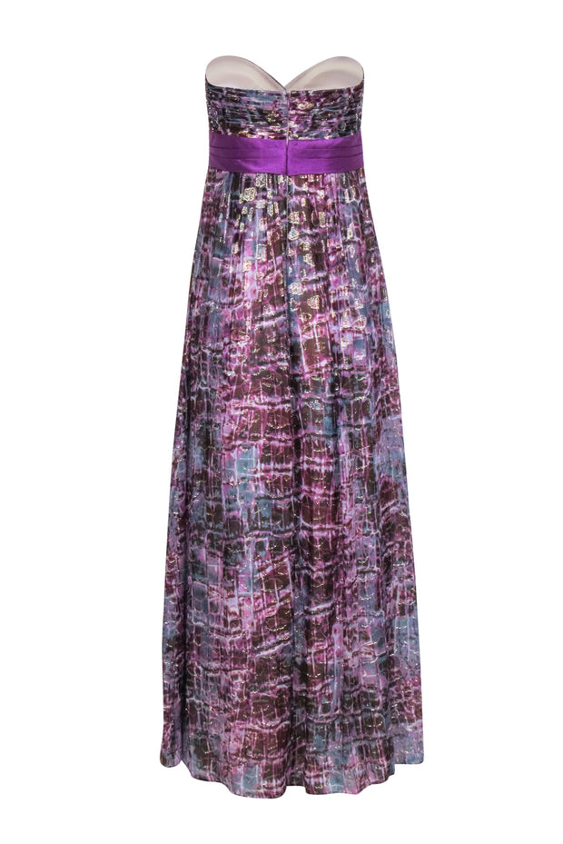 Current Boutique-BCBG Max Azaria - Purple & Blue Metallic Print Sleeveless Formal Dress Sz 6