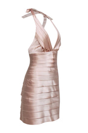 Current Boutique-BCBG Max Azria - Beige Champagne Tiered Halter Mini Dress Sz 2