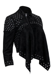 Current Boutique-BCBG Max Azria - Black Cropped Zip-Up "Bri" Jacket w/ Grommets Sz XS