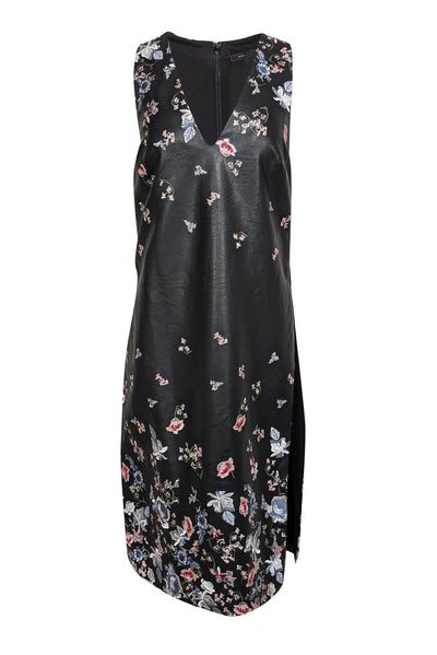 Current Boutique-BCBG Max Azria - Black Sleeveless w/ Embroidered Floral Details & Side Slits Dress Sz S