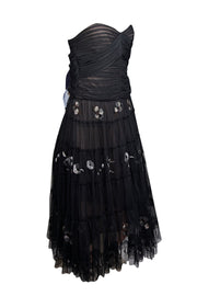 Current Boutique-BCBG Max Azria - Black Tulle Strapless Midi Dress Sz M