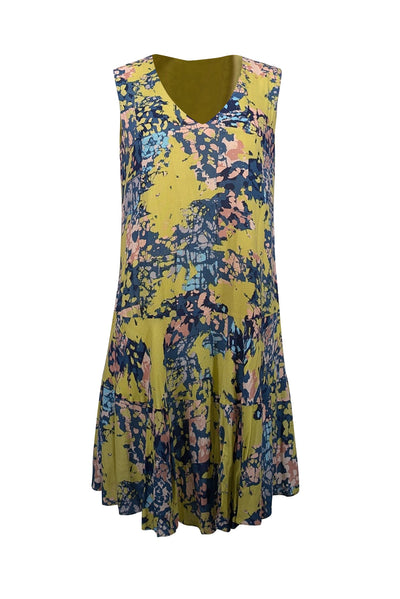 Current Boutique-BCBG Max Azria - Chartreuse, Blue, & Pink Print Sleeveless Dress Sz XS