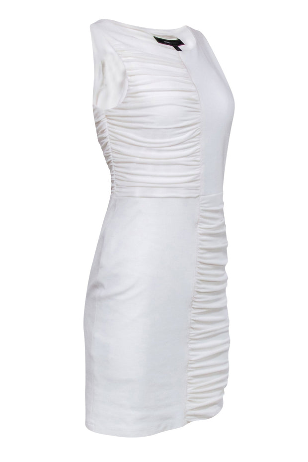 Current Boutique-BCBG Max Azria - Ivory Sleeveless Ruched Detail Dress Sz M