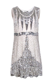 Current Boutique-BCBG Max Azria - Ivory w/ Silver Bead & Sequin Detail Sz M