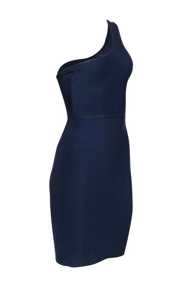 Current Boutique-BCBG Max Azria - Navy Bandage One-Shoulder Dress Sz XS