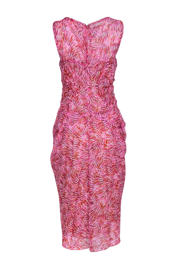 Current Boutique-BCBG Max Azria - Pink & Orange Print Sleeveless Midi Dress Sz 8