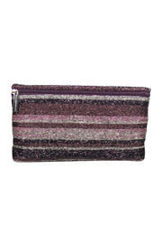 Current Boutique-BCBG Max Azria - Purple & Beige Beaded Fold-Over Clutch