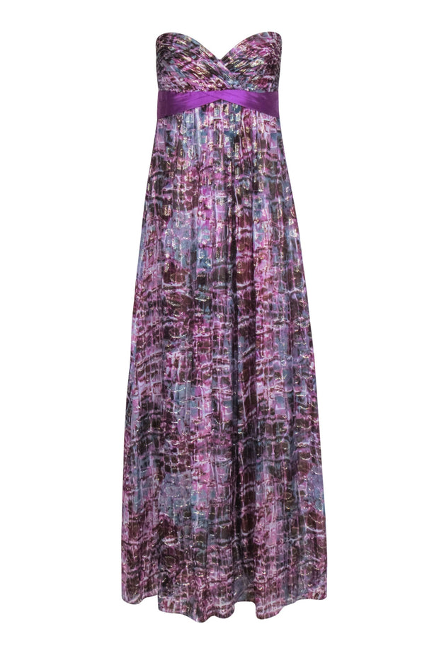 Current Boutique-BCBG Max Azria - Purple & Blue Metallic Print Sleeveless Formal Dress Sz 6