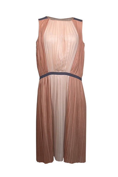 Current Boutique-BCBG Max Azria - Tan, Cream, & Grey Pleated Sleeveless Dress Sz 4