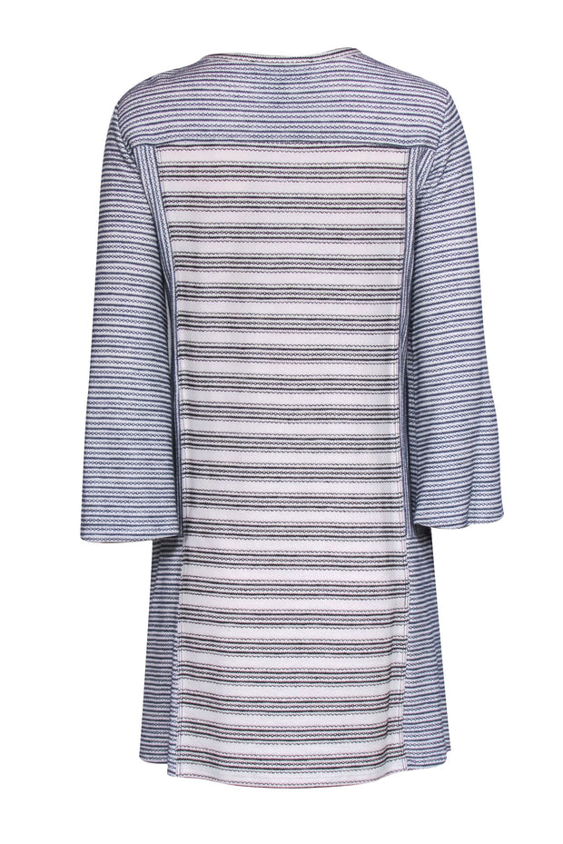 Current Boutique-BCBG Max Azria - White & Navy Stitching Detail Tunic Dress Sz S