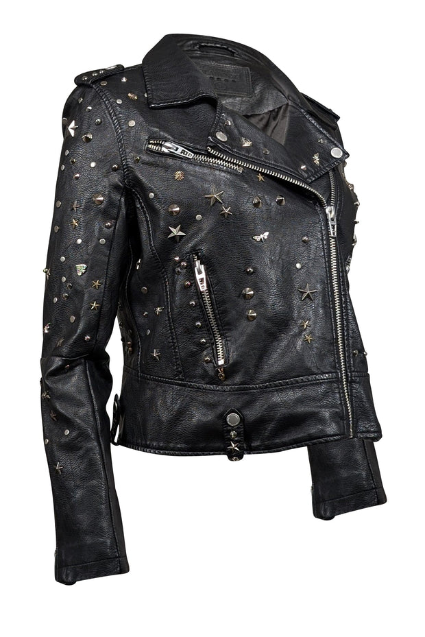 Current Boutique-BLANKNYC - Black Studded Vegan Leather Moto Jacket Sz S