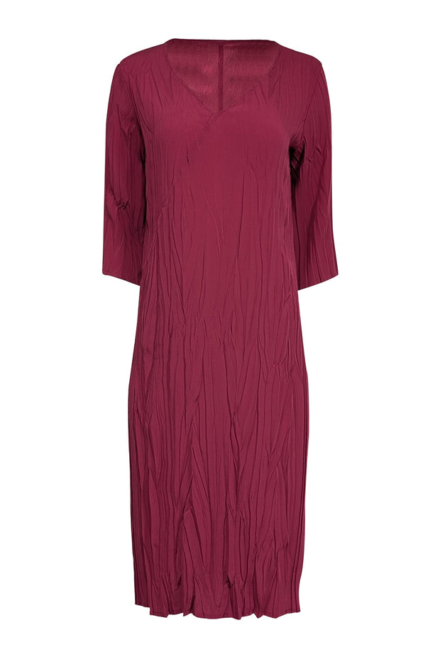 Current Boutique-Babette - Magenta Purple Pleated Crop Sleeve Dress Sz XS