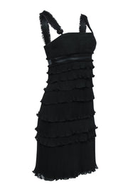 Current Boutique-Badgley Mischka - Black Ruffle Sleeveless Dress Sz 2