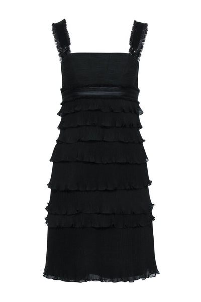 Current Boutique-Badgley Mischka - Black Ruffle Sleeveless Dress Sz 2