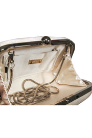 Current Boutique-Badgley Mischka - Cream Satin Clutch w/ Jewel Front