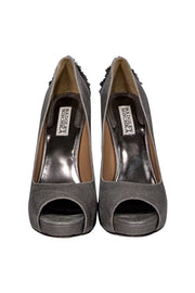 Current Boutique-Badgley Mischka - Dark Silver Peep Toe Embellished Heels Sz 9