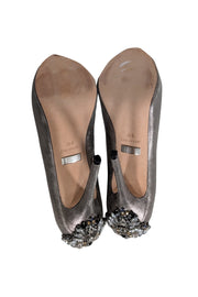 Current Boutique-Badgley Mischka - Dark Silver Peep Toe Embellished Heels Sz 9