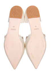 Current Boutique-Badgley Mischka - Ivory Satin Embellished Strap Flats Sz 9.5