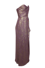 Current Boutique-Badgley Mischka - Purple & Gold Metallic Strapless Formal Dress Sz 8