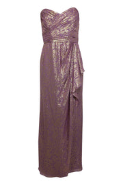 Current Boutique-Badgley Mischka - Purple & Gold Metallic Strapless Formal Dress Sz 8