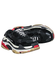 Current Boutique-Balenciaga - Black, Cream & Red Chunky "Triple S" Sneakers Sz 6