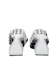 Current Boutique-Balenciaga - White Leather Strappy Buckle Detail Sandals Sz 10