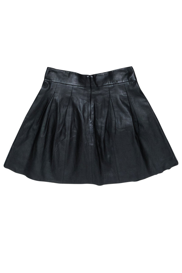 Current Boutique-Banana Republic - Black Leather Pleated Mini Skirt Sz 0