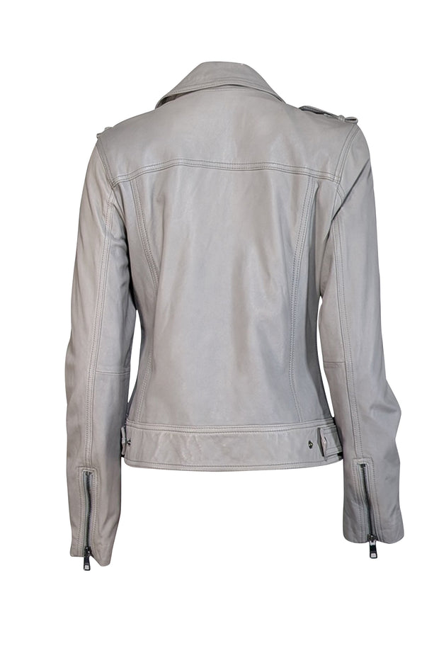 Current Boutique-Banana Republic - Light Grey Leather Moto Jacket Sz M