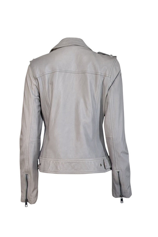 Current Boutique-Banana Republic - Light Grey Leather Moto Jacket Sz M