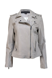 Current Boutique-Banana Republic - Light Grey Leather Moto Jacket Sz M