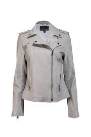 Current Boutique-Banana Republic - Light Grey Leather Moto Jacket Sz M