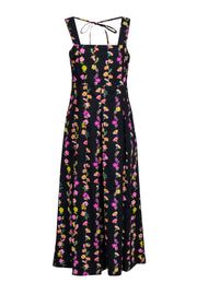 Current Boutique-Banjanan - Black w/ Pink & Yellow Floral Print Sleeveless Midi Dress Sz M