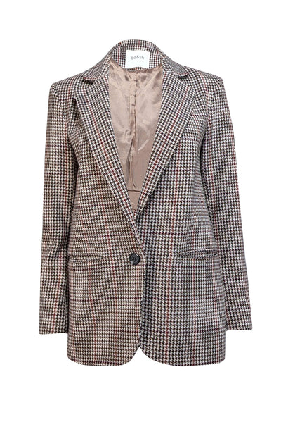 Current Boutique-Ba&sh - Beige w/ Multicolor Houndstooth Pattern Wool Blend Blazer Sz 6